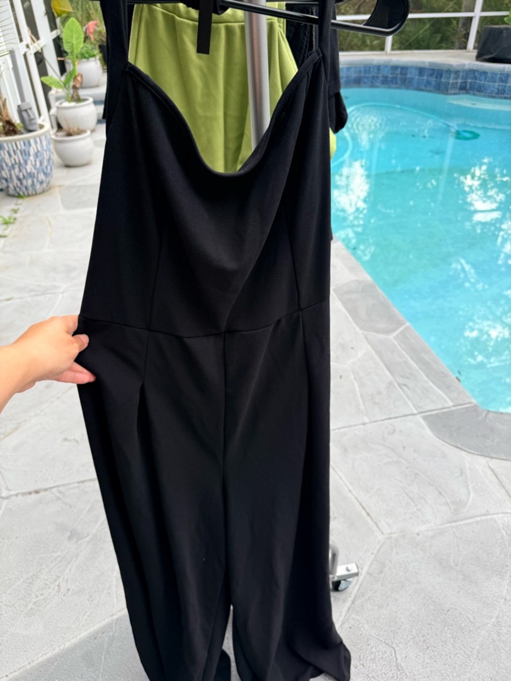 SHEIN Curve 3XL Black Halter Jumpsuit Wide Leg Tie Waist Sleeveless NWT